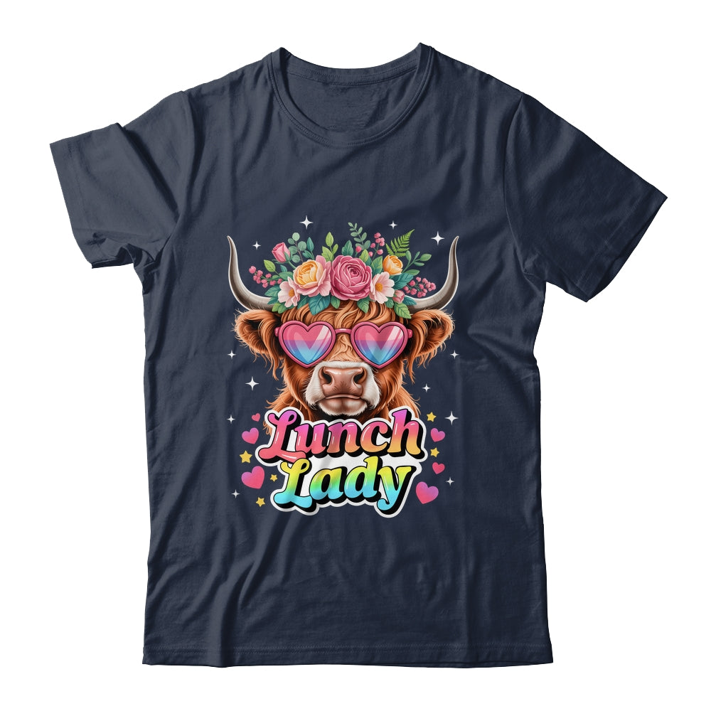 Funny Lunch Lady Valentines Highland Cow Sunglasses Heart Shirt & Tank Top | teecentury