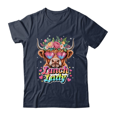 Funny Lunch Lady Valentines Highland Cow Sunglasses Heart Shirt & Tank Top | teecentury