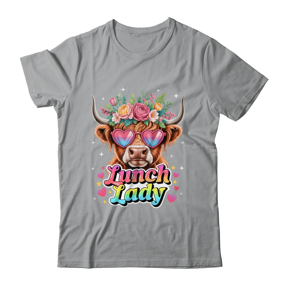 Funny Lunch Lady Valentines Highland Cow Sunglasses Heart Shirt & Tank Top | teecentury