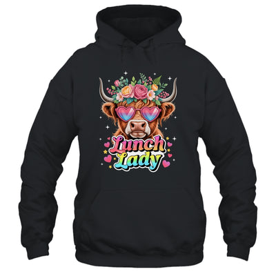 Funny Lunch Lady Valentines Highland Cow Sunglasses Heart Shirt & Tank Top | teecentury
