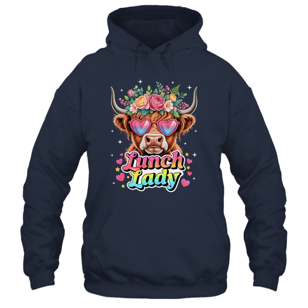 Funny Lunch Lady Valentines Highland Cow Sunglasses Heart Shirt & Tank Top | teecentury