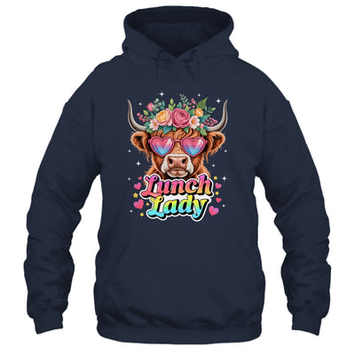 Funny Lunch Lady Valentines Highland Cow Sunglasses Heart Shirt & Tank Top | teecentury