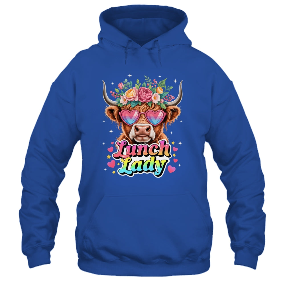 Funny Lunch Lady Valentines Highland Cow Sunglasses Heart Shirt & Tank Top | teecentury