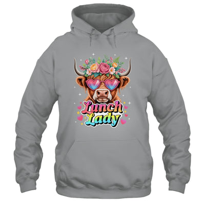 Funny Lunch Lady Valentines Highland Cow Sunglasses Heart Shirt & Tank Top | teecentury