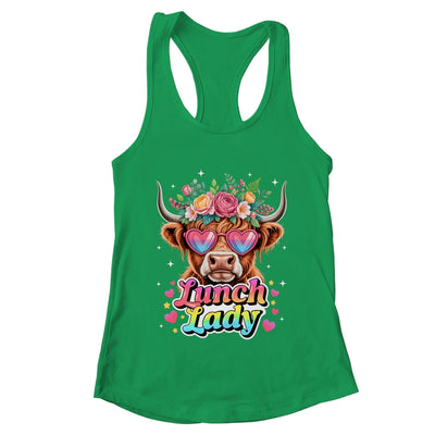 Funny Lunch Lady Valentines Highland Cow Sunglasses Heart Shirt & Tank Top | teecentury
