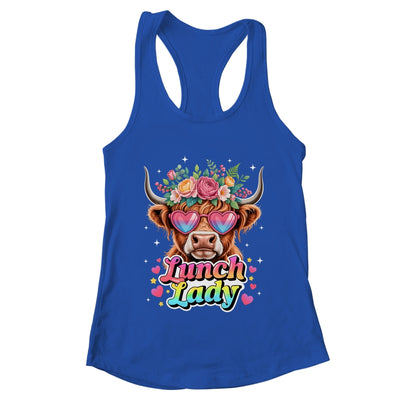 Funny Lunch Lady Valentines Highland Cow Sunglasses Heart Shirt & Tank Top | teecentury