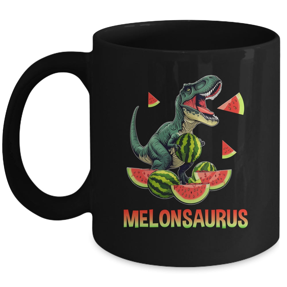 Funny Melonsaurus Watermelon Dinosaur Summer Tropical Fruits Mug | teecentury