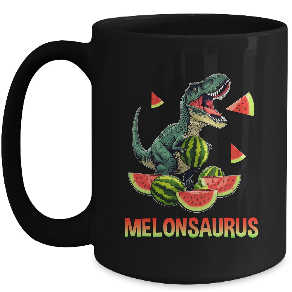 Funny Melonsaurus Watermelon Dinosaur Summer Tropical Fruits Mug | teecentury