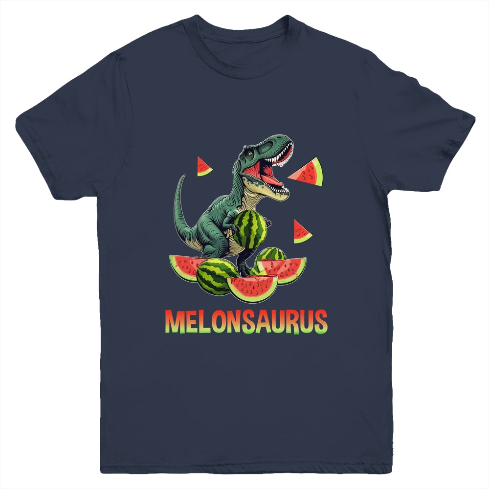 Funny Melonsaurus Watermelon Dinosaur Summer Tropical Fruits Youth Shirt | teecentury