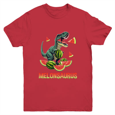 Funny Melonsaurus Watermelon Dinosaur Summer Tropical Fruits Youth Shirt | teecentury
