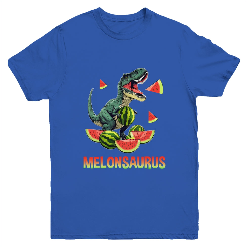 Funny Melonsaurus Watermelon Dinosaur Summer Tropical Fruits Youth Shirt | teecentury