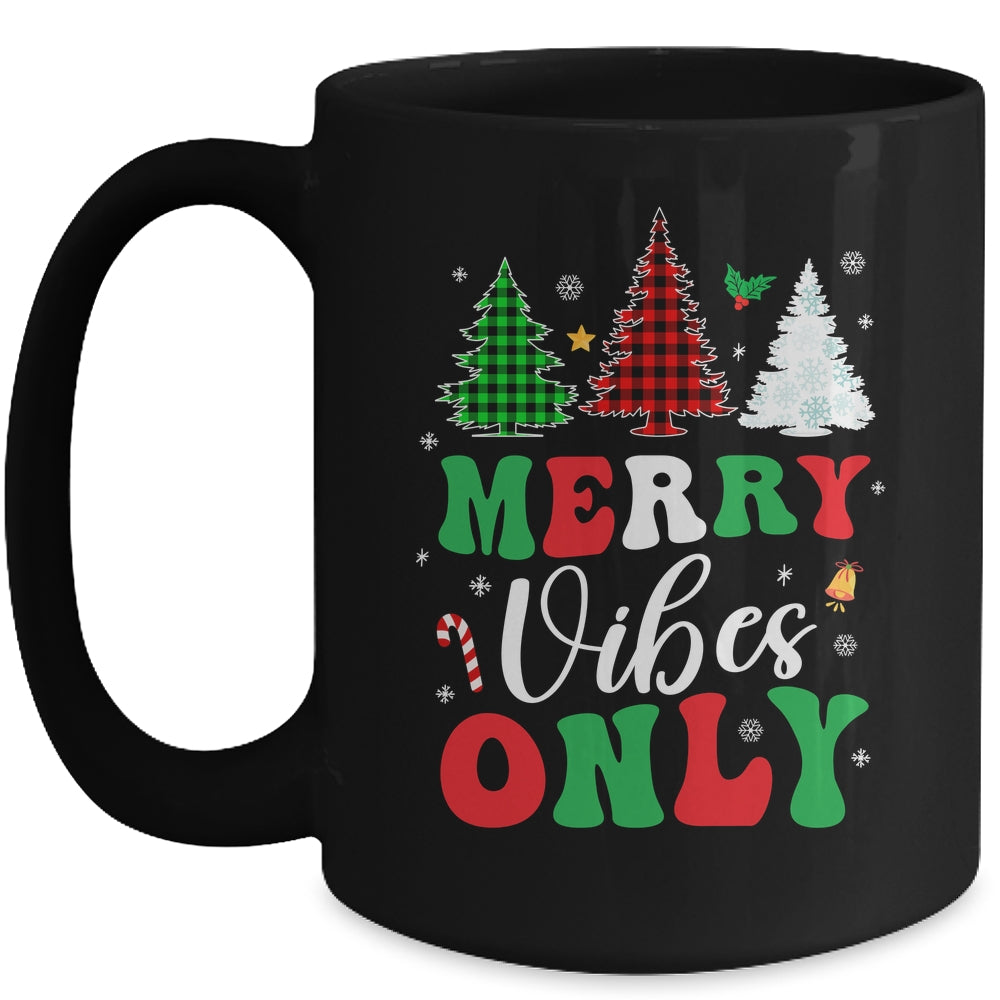 Funny Merry Vibes Only Christmas Tree Light Holiday Xmas Mug | teecentury