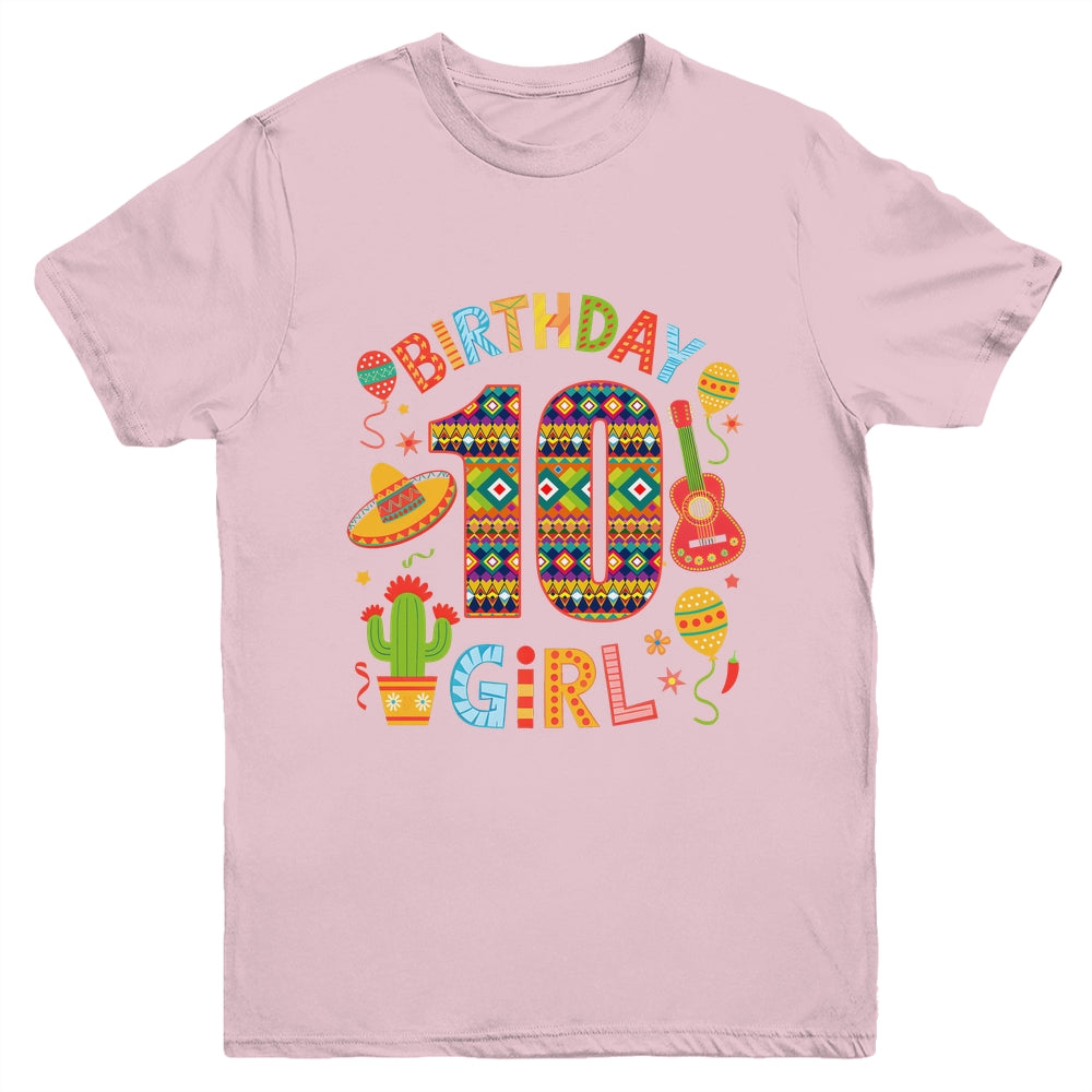 Funny Mexican Party 10th Birthday Girl Fiesta 10 Year Old Youth Shirt | teecentury