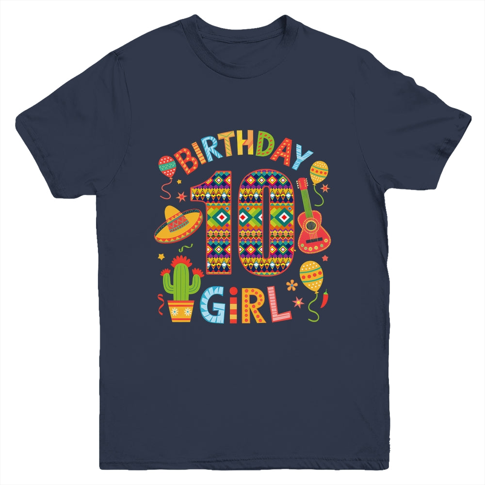 Funny Mexican Party 10th Birthday Girl Fiesta 10 Year Old Youth Shirt | teecentury