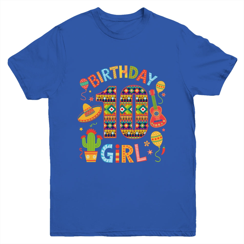 Funny Mexican Party 10th Birthday Girl Fiesta 10 Year Old Youth Shirt | teecentury
