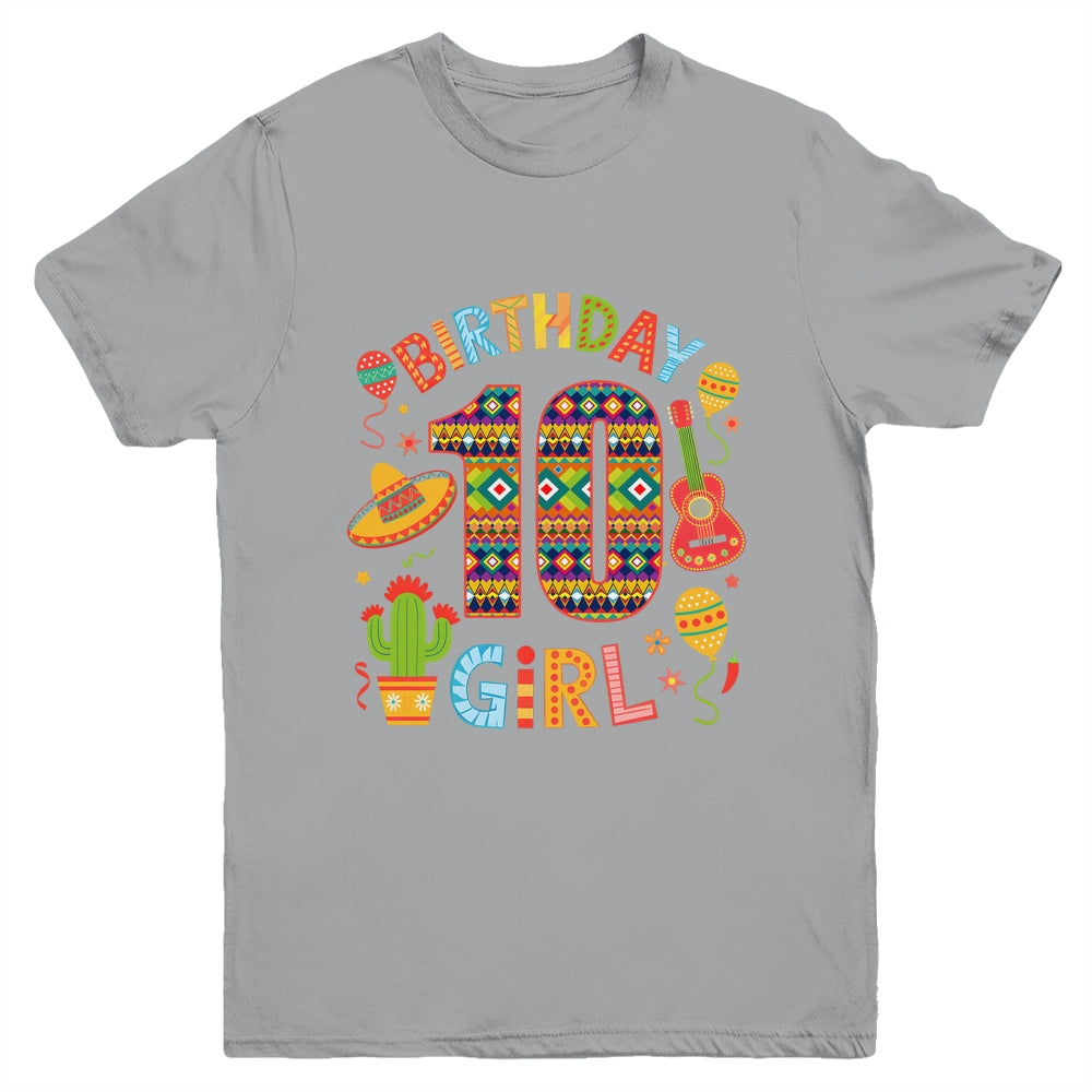 Funny Mexican Party 10th Birthday Girl Fiesta 10 Year Old Youth Shirt | teecentury