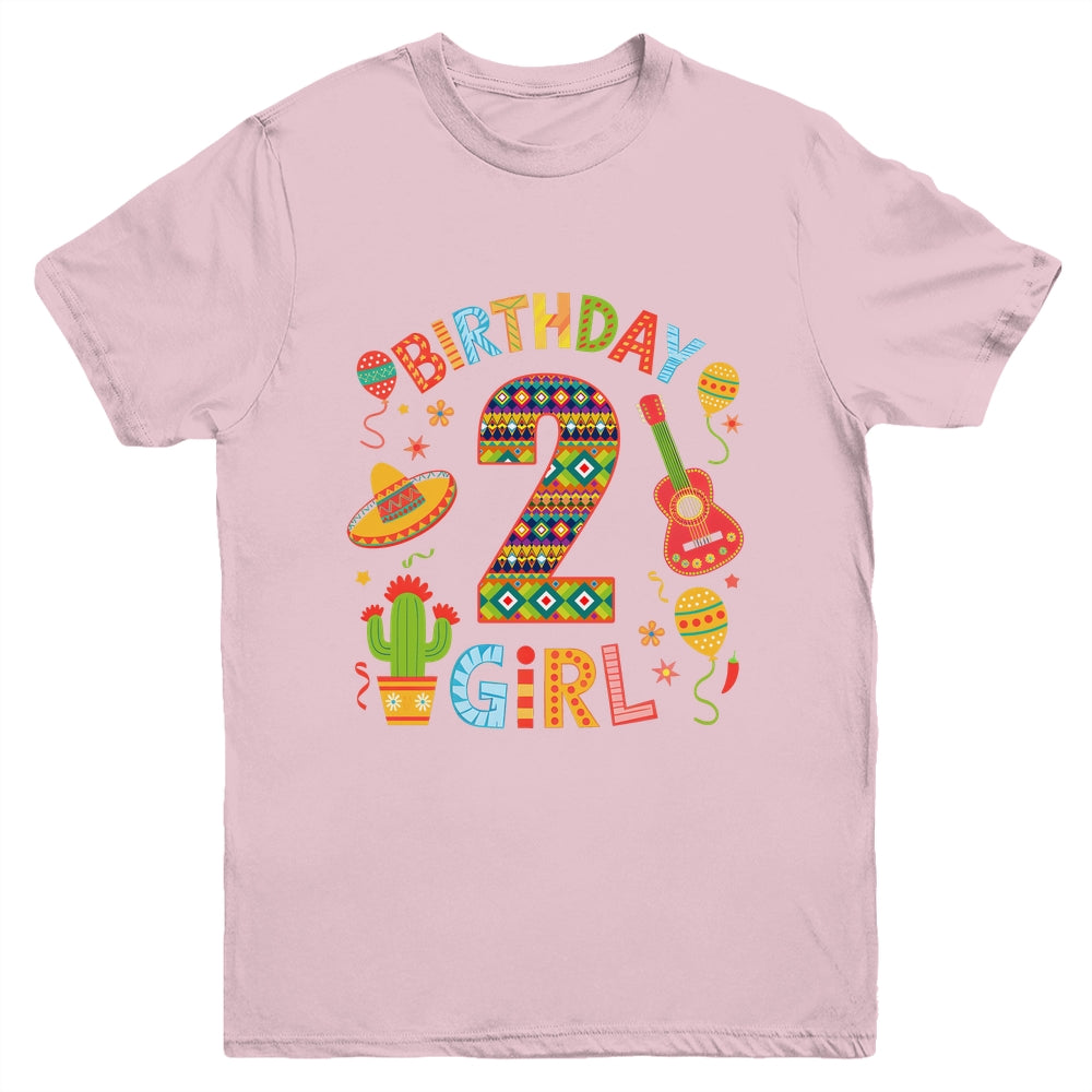 Funny Mexican Party 2nd Birthday Girl Fiesta 2 Year Old Youth Shirt | teecentury