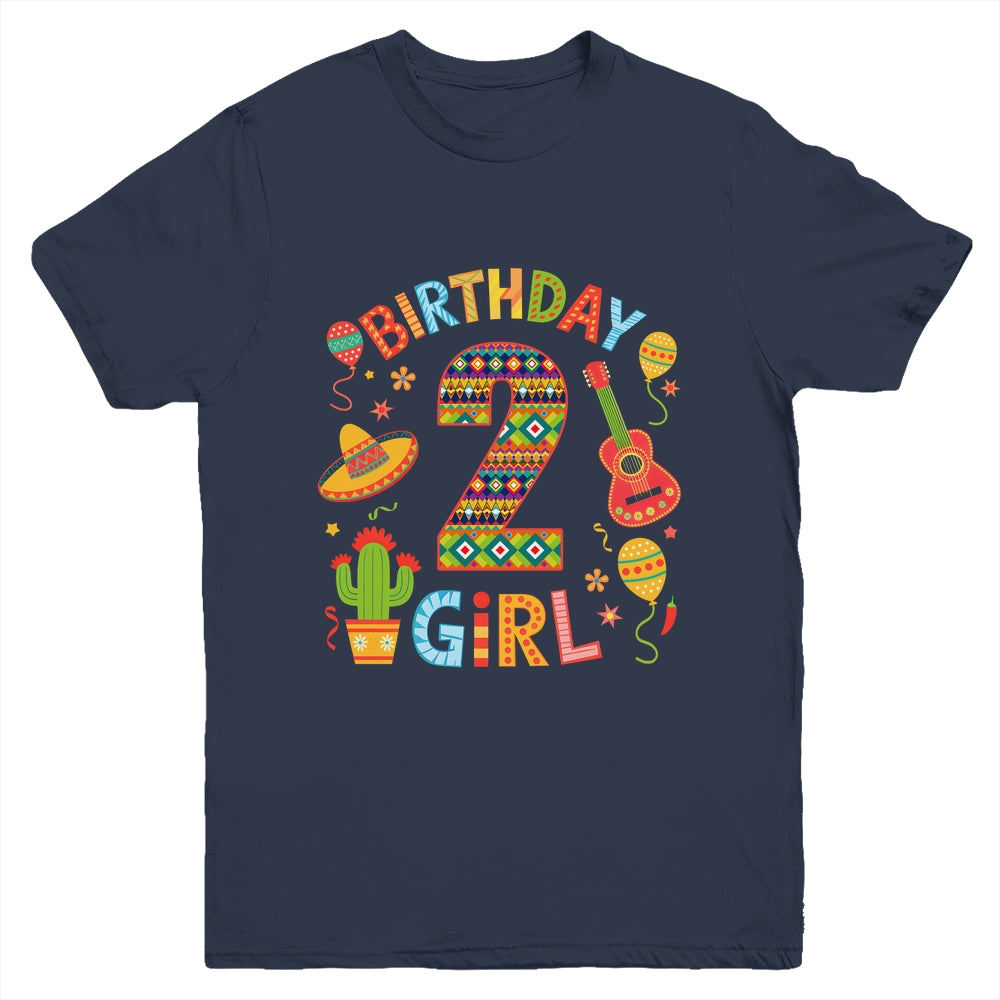 Funny Mexican Party 2nd Birthday Girl Fiesta 2 Year Old Youth Shirt | teecentury