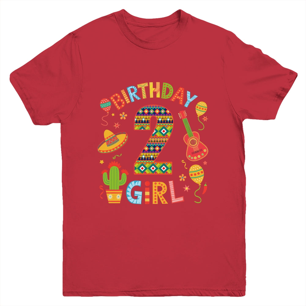 Funny Mexican Party 2nd Birthday Girl Fiesta 2 Year Old Youth Shirt | teecentury