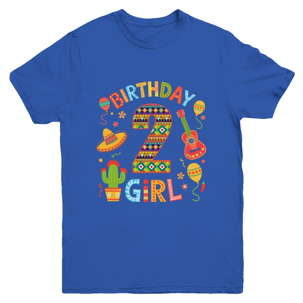 Funny Mexican Party 2nd Birthday Girl Fiesta 2 Year Old Youth Shirt | teecentury