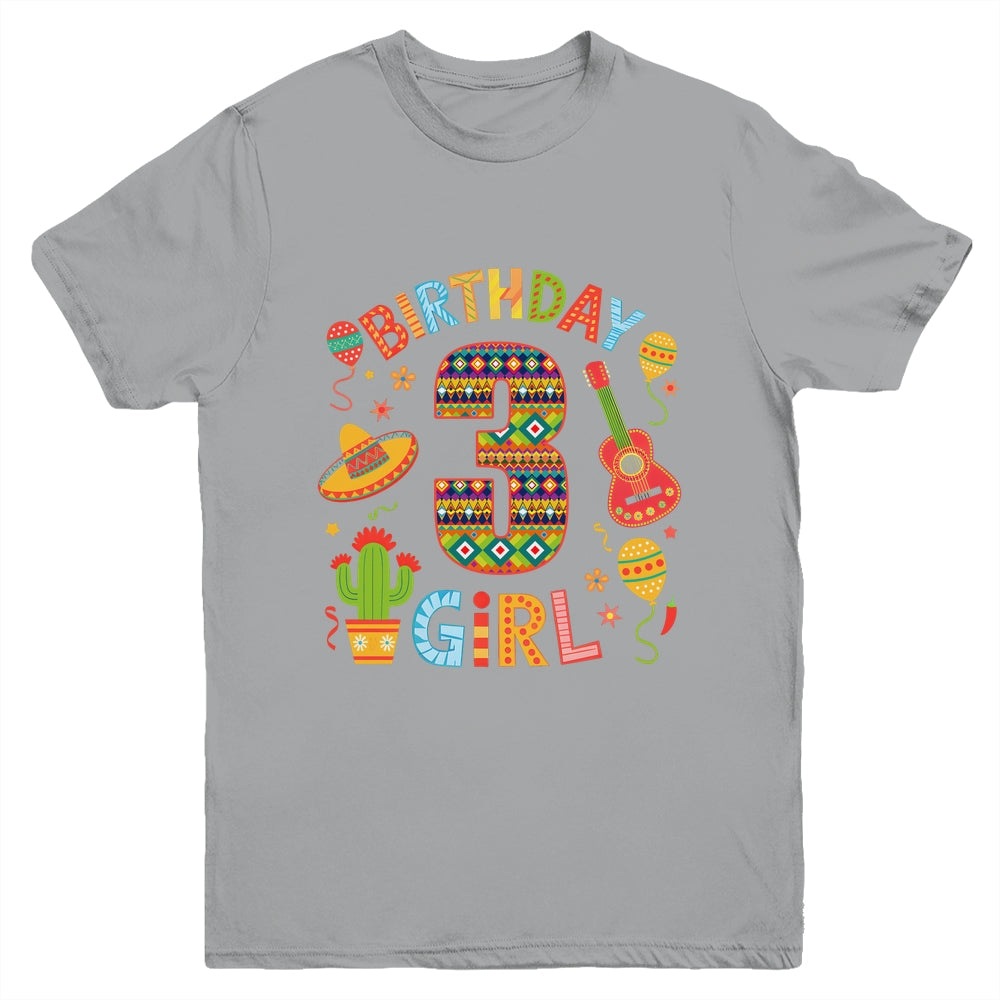 Funny Mexican Party 3rd Birthday Girl Fiesta 3 Year Old Youth Shirt | teecentury