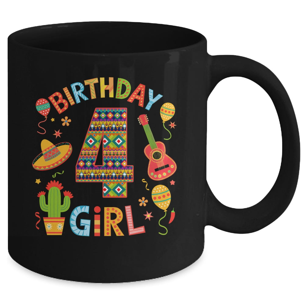 Funny Mexican Party 4th Birthday Girl Fiesta 4 Year Old Mug | teecentury