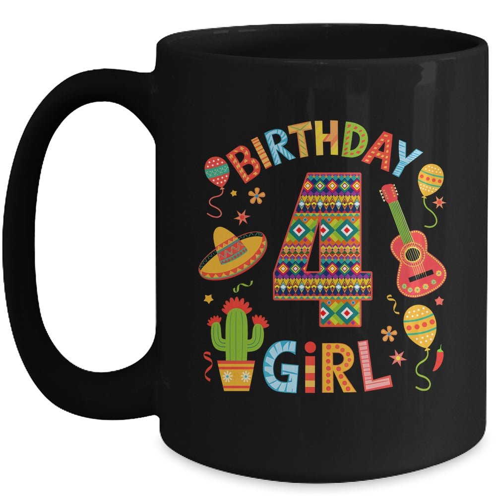 Funny Mexican Party 4th Birthday Girl Fiesta 4 Year Old Mug | teecentury