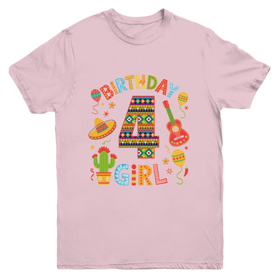 Funny Mexican Party 4th Birthday Girl Fiesta 4 Year Old Youth Shirt | teecentury
