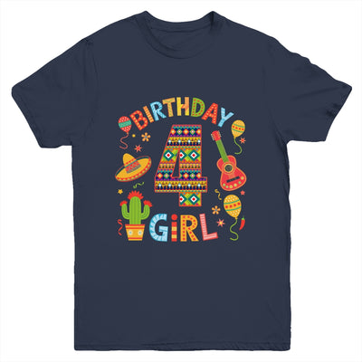 Funny Mexican Party 4th Birthday Girl Fiesta 4 Year Old Youth Shirt | teecentury