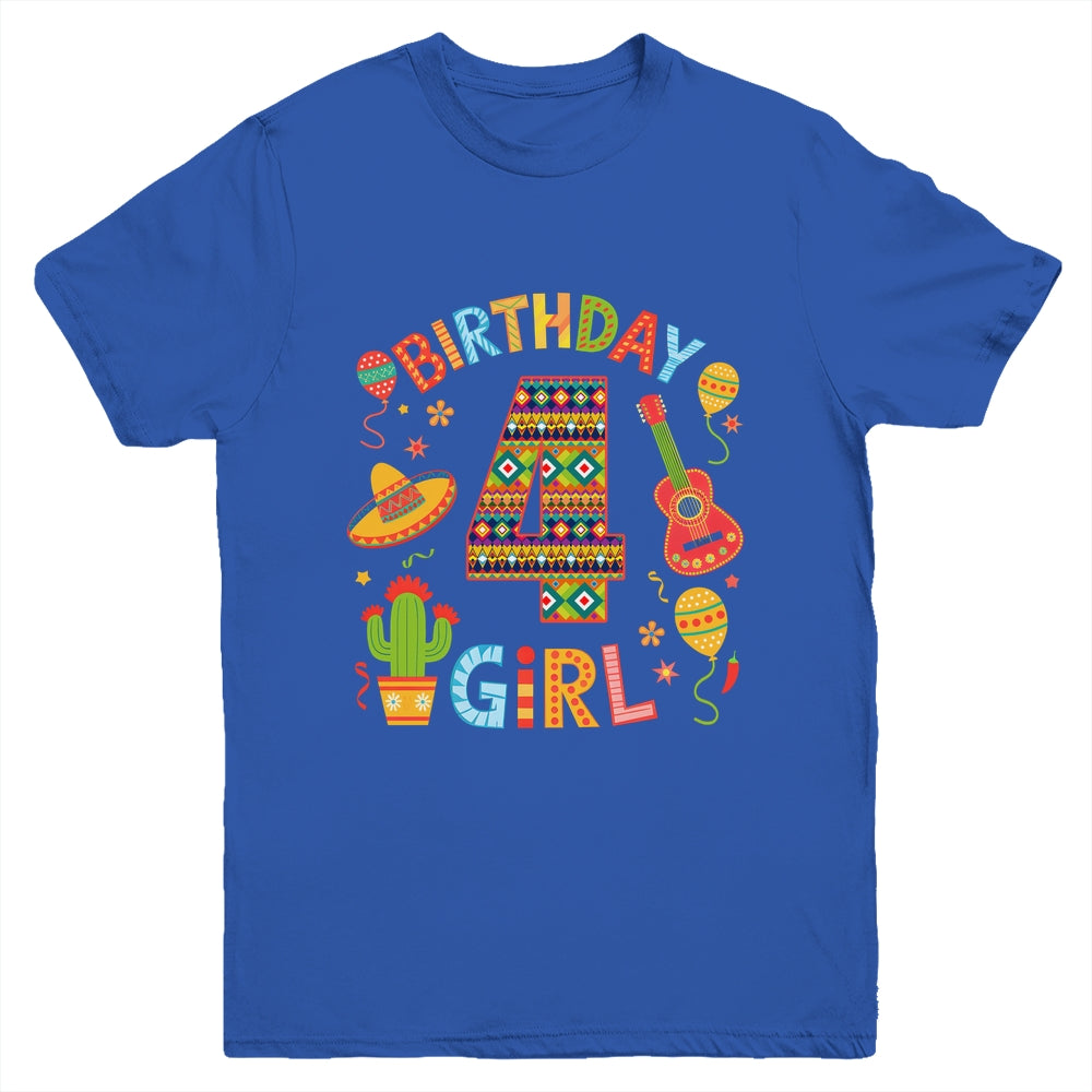 Funny Mexican Party 4th Birthday Girl Fiesta 4 Year Old Youth Shirt | teecentury
