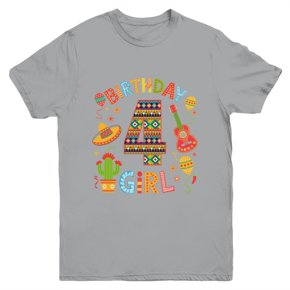 Funny Mexican Party 4th Birthday Girl Fiesta 4 Year Old Youth Shirt | teecentury