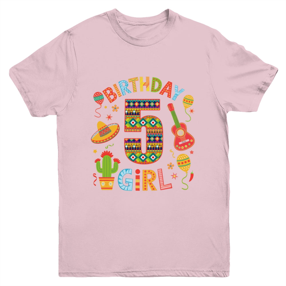 Funny Mexican Party 5th Birthday Girl Fiesta 5 Year Old Youth Shirt | teecentury