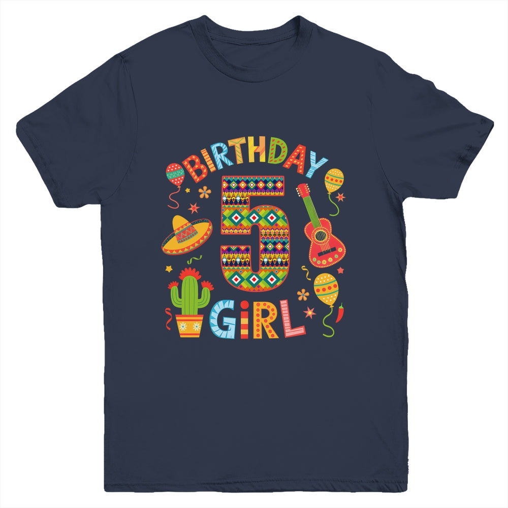 Funny Mexican Party 5th Birthday Girl Fiesta 5 Year Old Youth Shirt | teecentury