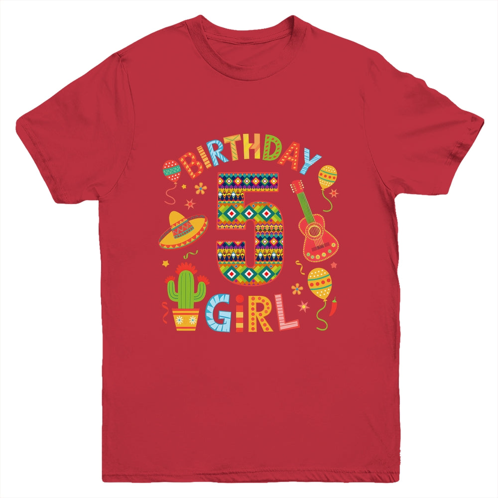 Funny Mexican Party 5th Birthday Girl Fiesta 5 Year Old Youth Shirt | teecentury