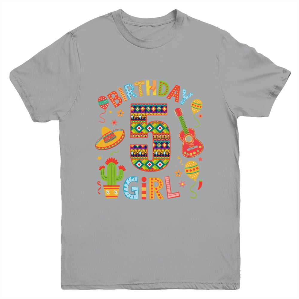 Funny Mexican Party 5th Birthday Girl Fiesta 5 Year Old Youth Shirt | teecentury