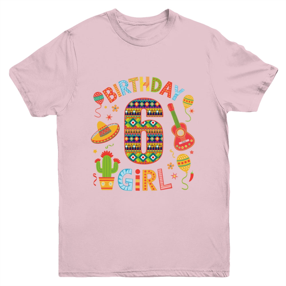Funny Mexican Party 6th Birthday Girl Fiesta 6 Year Old Youth Shirt | teecentury