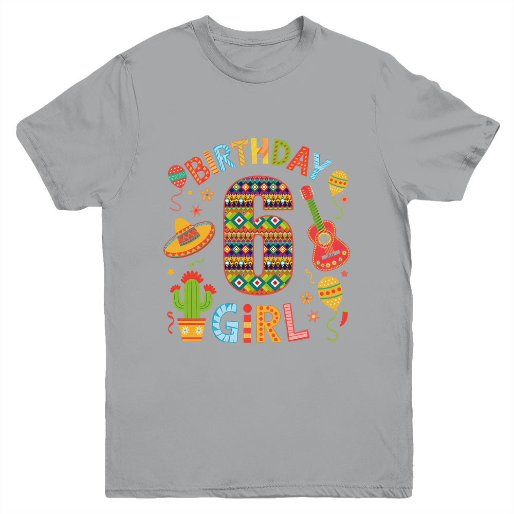 Funny Mexican Party 6th Birthday Girl Fiesta 6 Year Old Youth Shirt | teecentury
