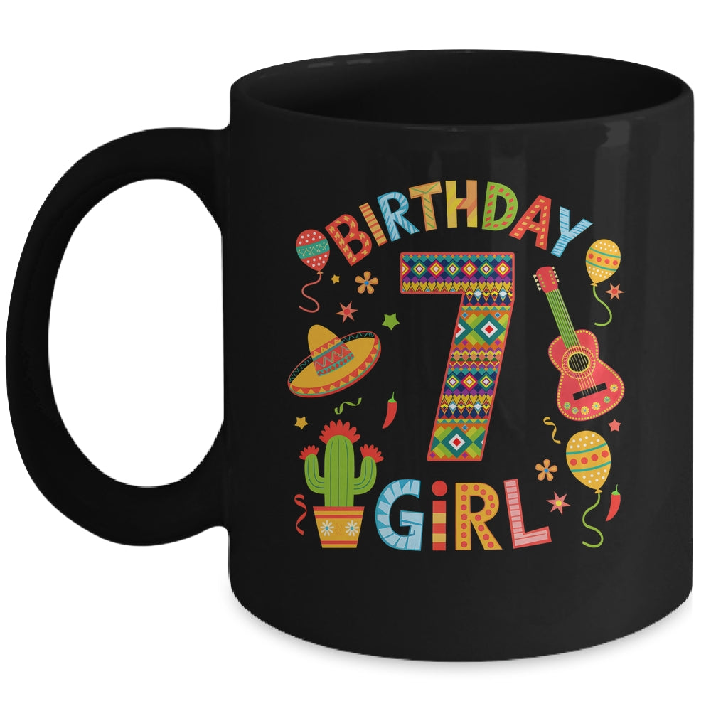 Funny Mexican Party 7th Birthday Girl Fiesta 7 Year Old Mug | teecentury