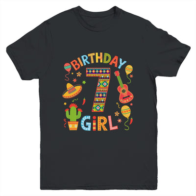 Funny Mexican Party 7th Birthday Girl Fiesta 7 Year Old Youth Shirt | teecentury