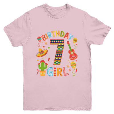Funny Mexican Party 7th Birthday Girl Fiesta 7 Year Old Youth Shirt | teecentury
