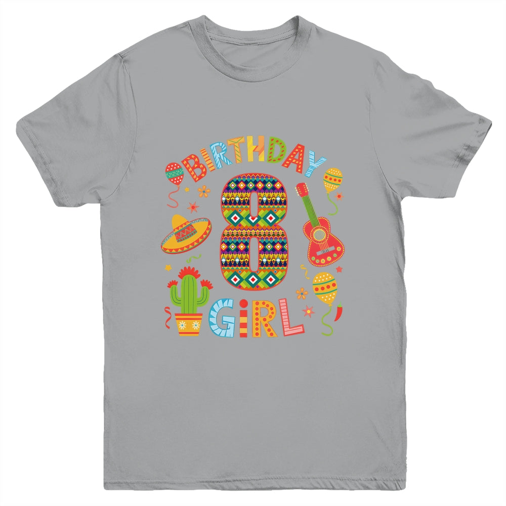 Funny Mexican Party 8th Birthday Girl Fiesta 8 Year Old Youth Shirt | teecentury