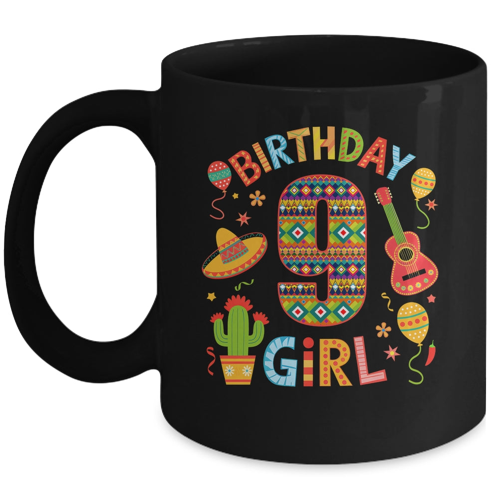 Funny Mexican Party 9th Birthday Girl Fiesta 9 Year Old Mug | teecentury