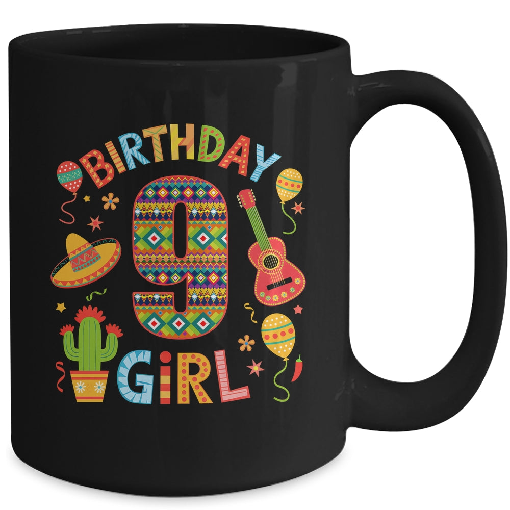 Funny Mexican Party 9th Birthday Girl Fiesta 9 Year Old Mug | teecentury