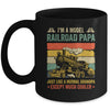 Funny Model Railroad Train Cool Papa Fathers Day Retro Mug | teecentury