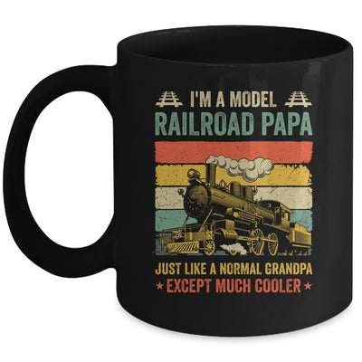 Funny Model Railroad Train Cool Papa Fathers Day Retro Mug | teecentury