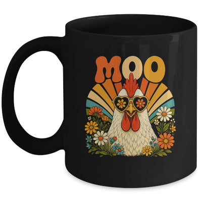 Funny Moo Chicken Graphic Tee Men Women Farm Animal Vintage Mug | teecentury