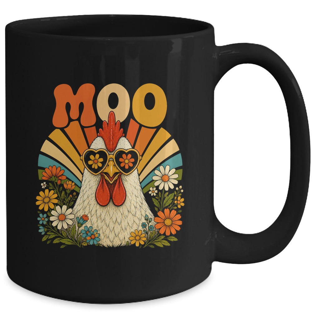 Funny Moo Chicken Graphic Tee Men Women Farm Animal Vintage Mug | teecentury