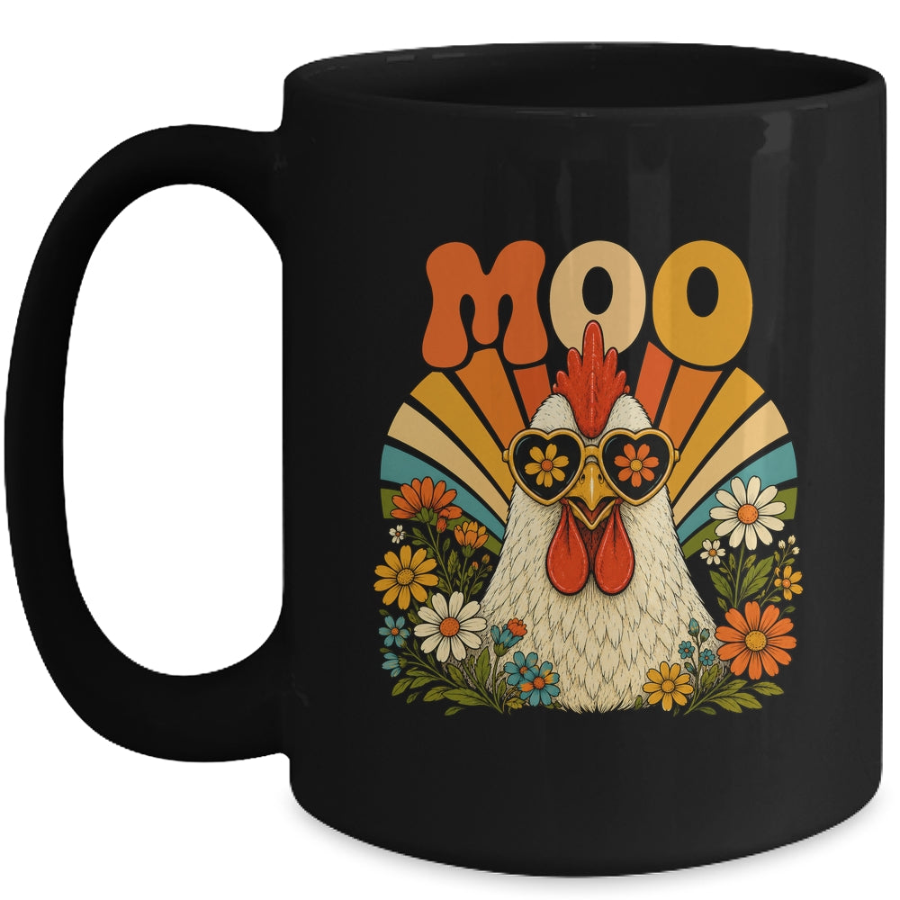 Funny Moo Chicken Graphic Tee Men Women Farm Animal Vintage Mug | teecentury