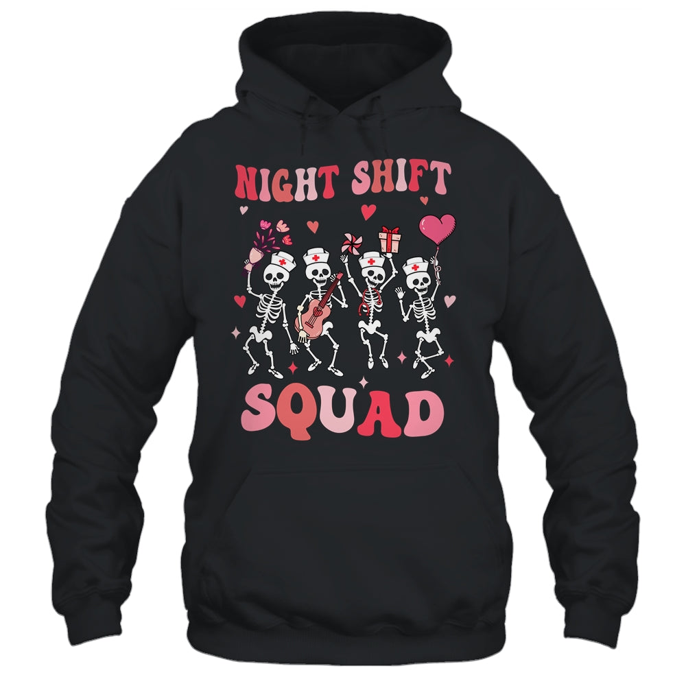 Funny Night Shift Squad Nurses Skeleton Dancing Valentine Shirt & Tank Top | teecentury