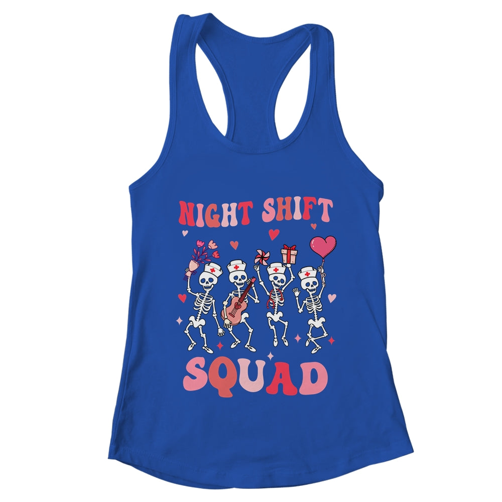 Funny Night Shift Squad Nurses Skeleton Dancing Valentine Shirt & Tank Top | teecentury